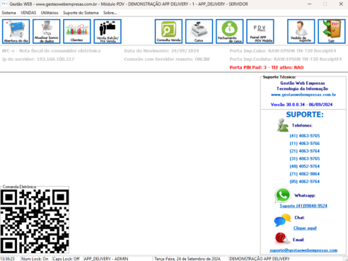 Sistema de frente de caixa PDV + App Delivery